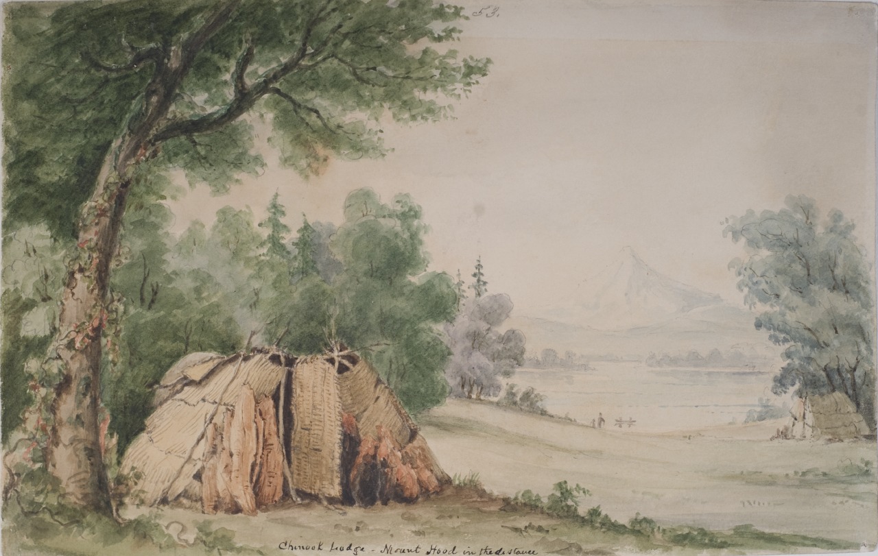Paul Kane - Chinook Traveling Lodge with View of Mount Hood